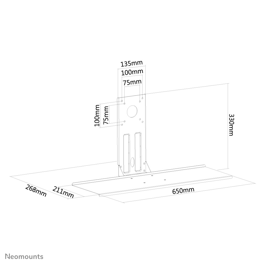Neomounts KEYB-V200BLACK Portatastiera e portamouse Installazione VESA - larg. 65 cm